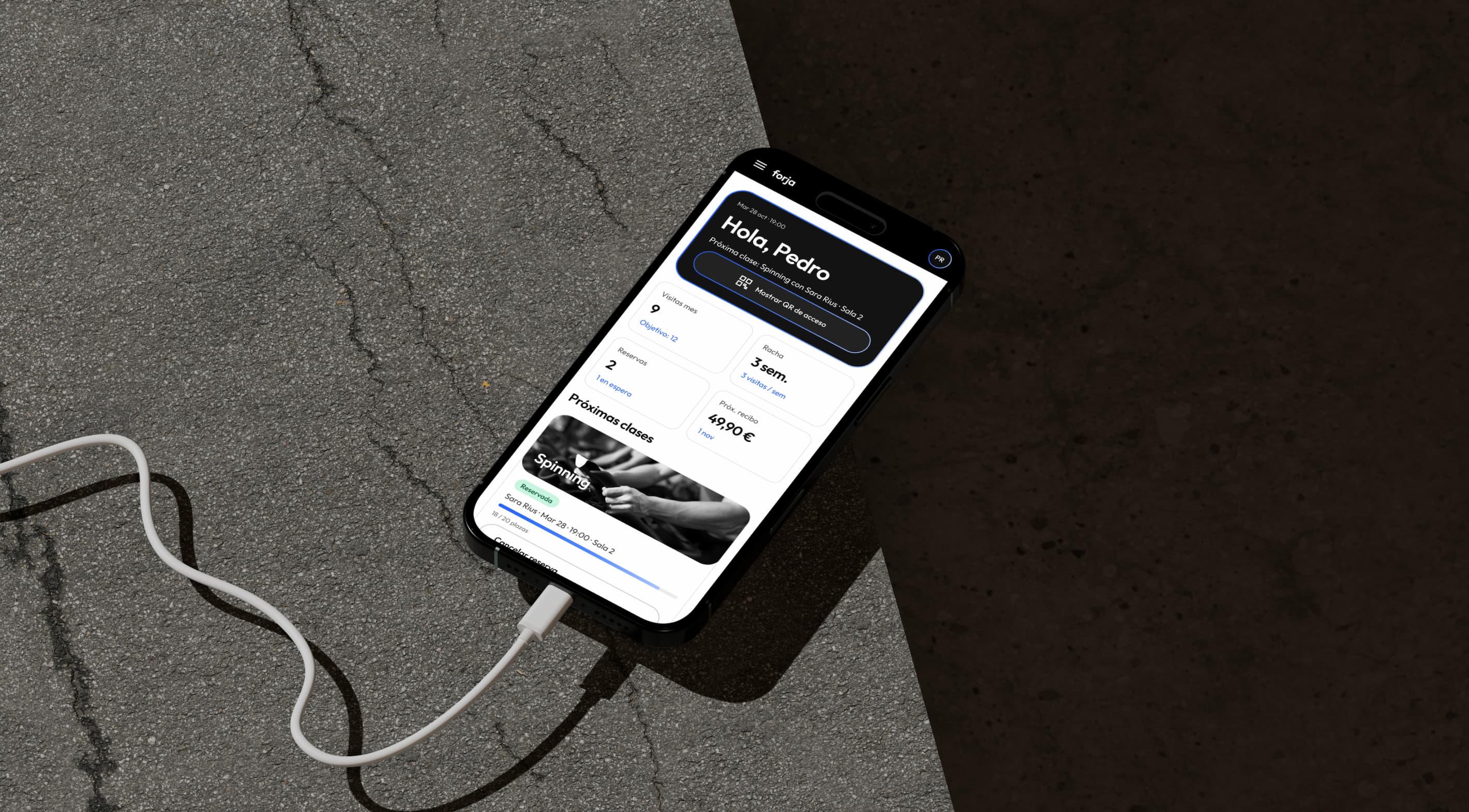 Forja Fitness — app de socio en móvil